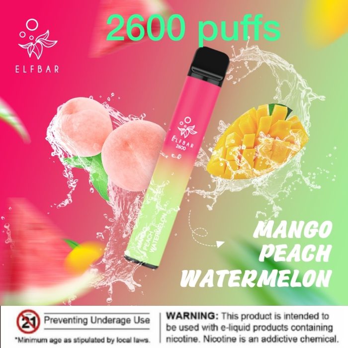 Elf bar 2600 Puffs Mango Peach Watermelon 1