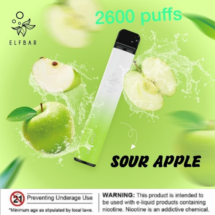 Elf bar 2600 Puffs Sour Apple 1