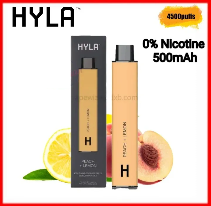 HYLA 0 Nicotine Disposable Vape Peach Lemon