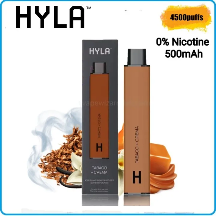 HYLA 0 Nicotine Disposable Vape Tabaco Crema 1 1