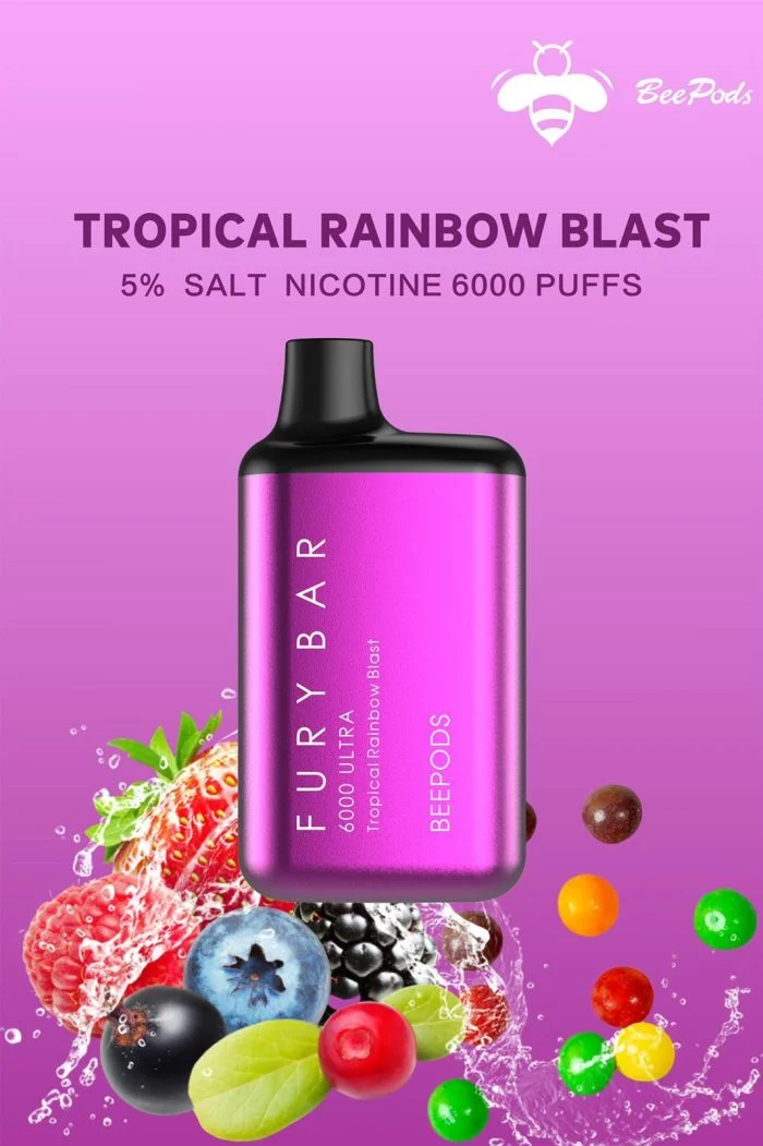 fury bar 6000 puffs tropicale rainbow blast